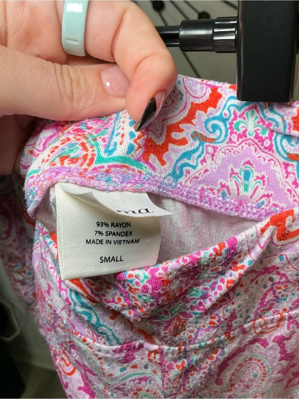 Soma Cool Nights Paisley Capri Pajama Lounge Pants Pink Multicolor Size Small - Picture 5 of 5